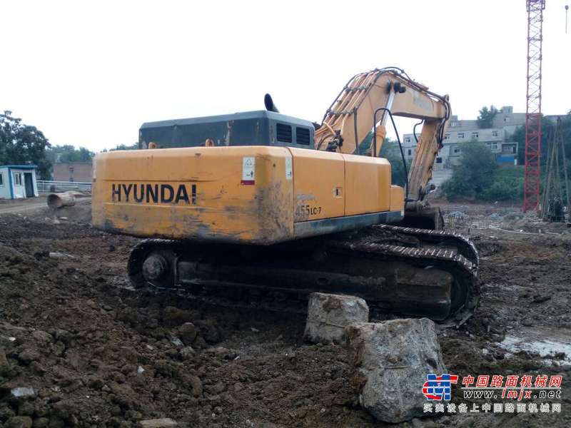 山西出售转让二手5000小时2007年现代R455LC挖掘机