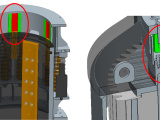 【動力頭】搭載第Ⅴ代入岩動力頭：
1）結構穩定
減震支架：帶有嵌入式緩衝導向結構；
2）密封可靠
雙油封+迷宮密封結構，有效防止泥漿入侵。