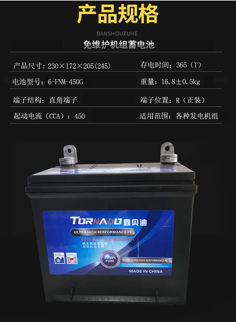 柴油发电机组蓄电池6-FNM-450G