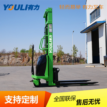 手动电池堆高车1.5t窄巷道搬运车半自动液压式叉车升高装卸地牛