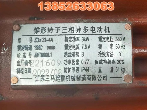 供应江苏三马ZD31-4/3KW/ZD32-4/4.5KW锥形电机