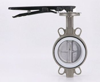 上海良正阀门供应D71F-16P不锈钢四氟对夹手柄蝶阀 手动蝶阀